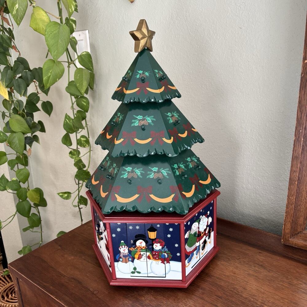 Kirkland Signature Wooden Advent Calendar Christmas Tree 24 Ornaments Complete